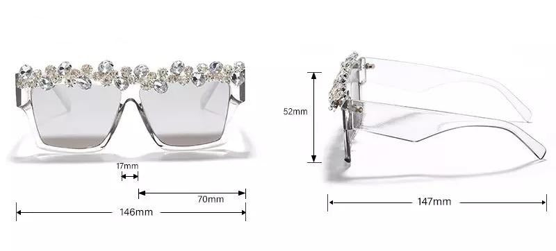 Square Rhinestone Shades Azure
