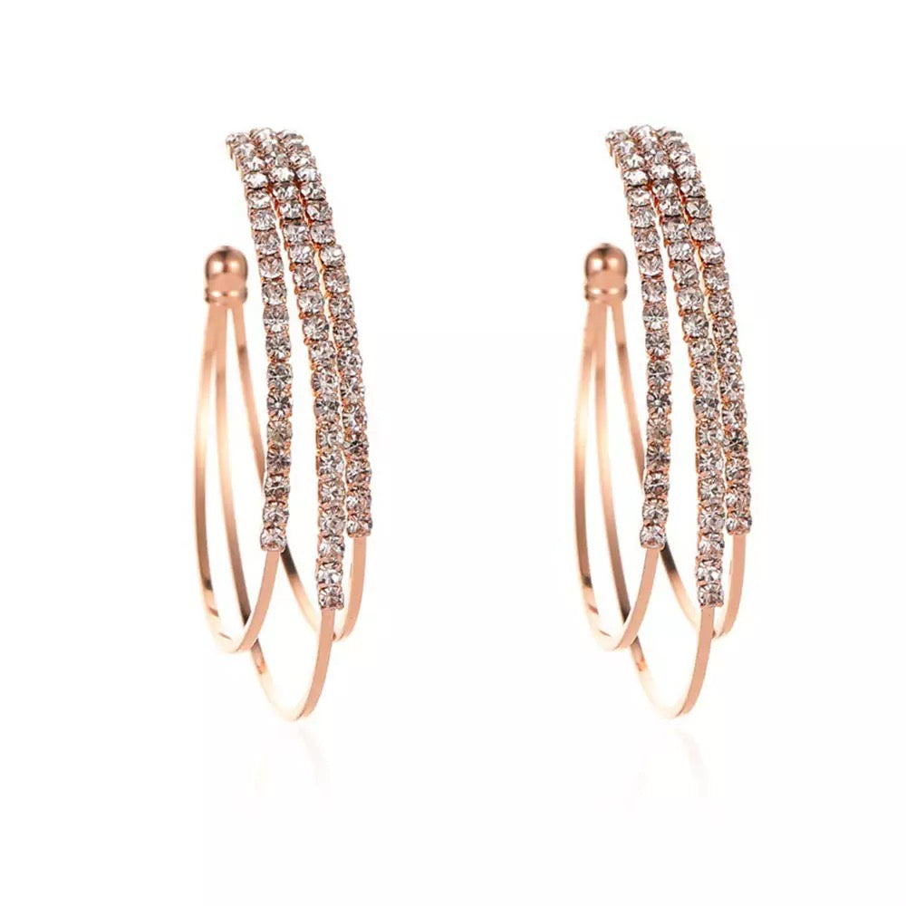 Rose Gold Triple Hoop Earrings