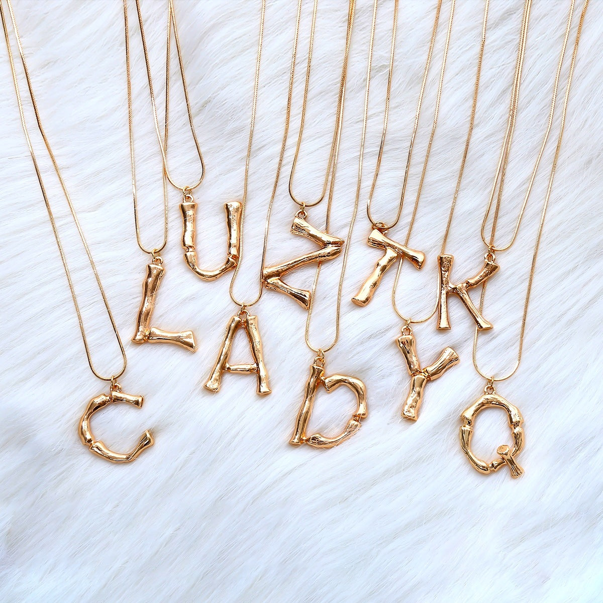 Bamboo D Pendant w/ chain