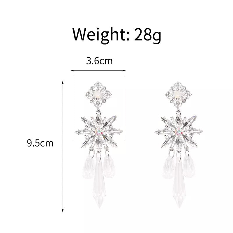 Crystal Snowflake Drop Earrings
