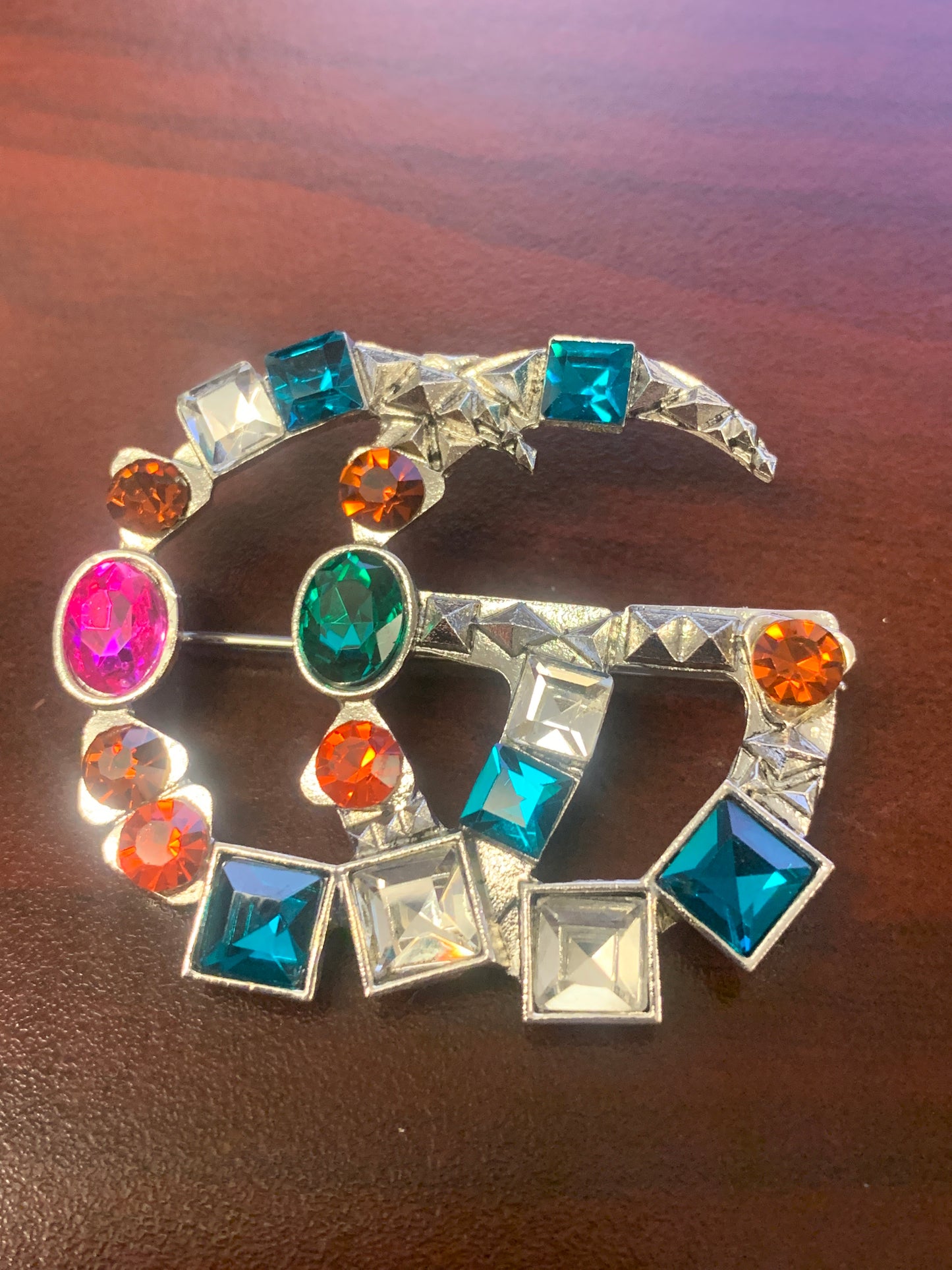 Silver Rainbow GG Luxury Brooch