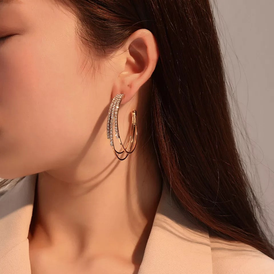 Rose Gold Triple Hoop Earrings
