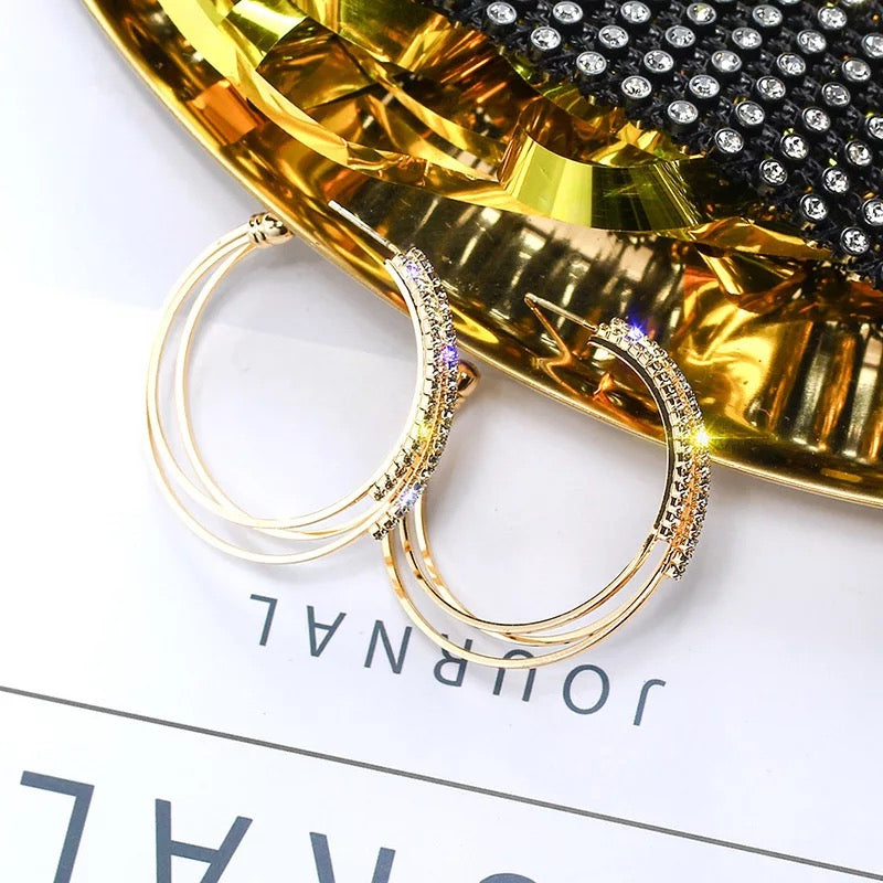 Gold Triple Hoop Earrings
