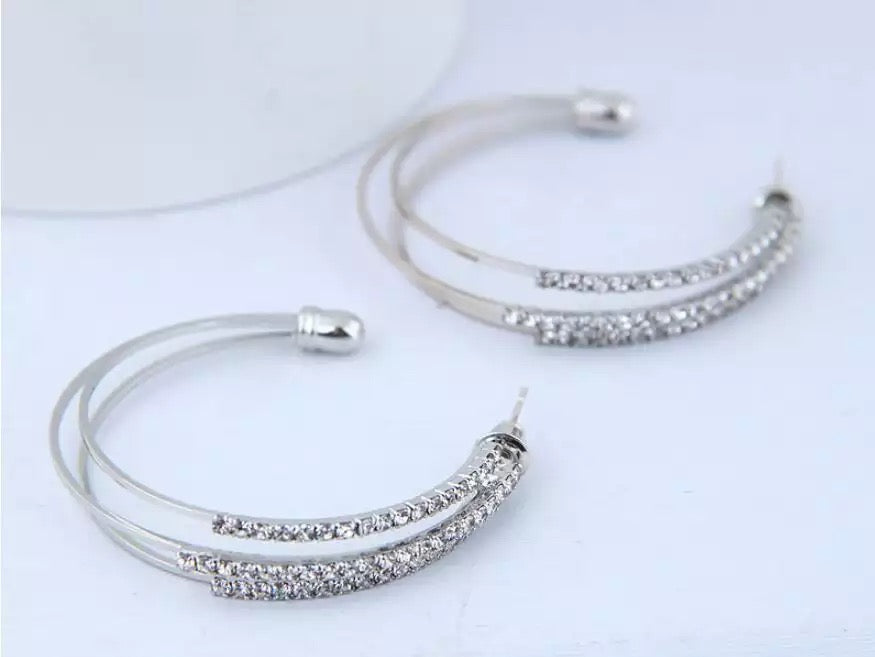Silver Triple Hoop Earrings