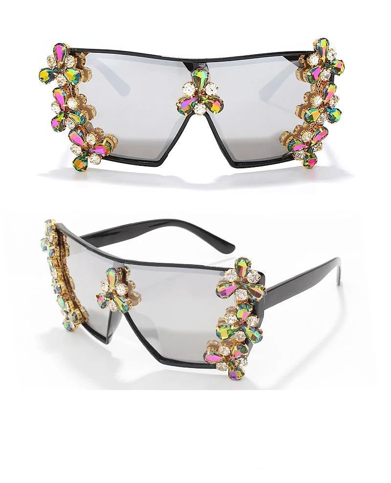 Oversized Diamond Cluster Shades Black