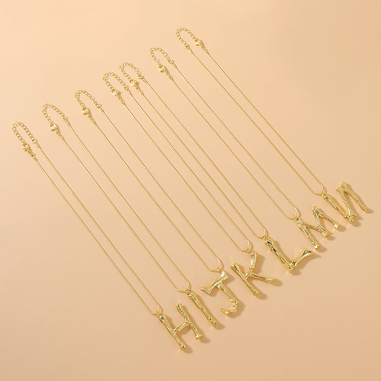 Bamboo M Pendant w/ chain