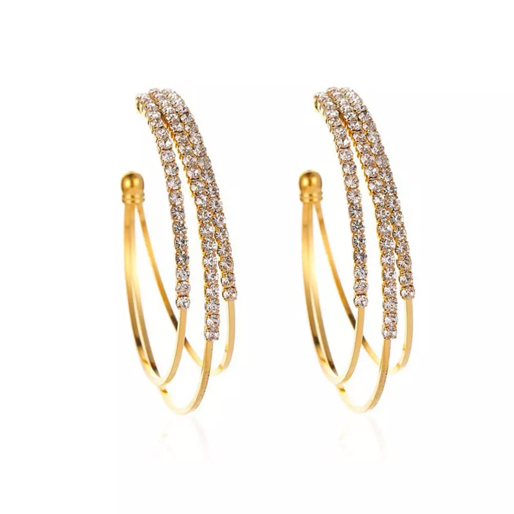 Gold Triple Hoop Earrings