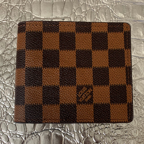 Brown Checkered Mens Wallet