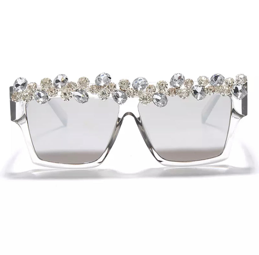 Square Rhinestone Shades Smoke