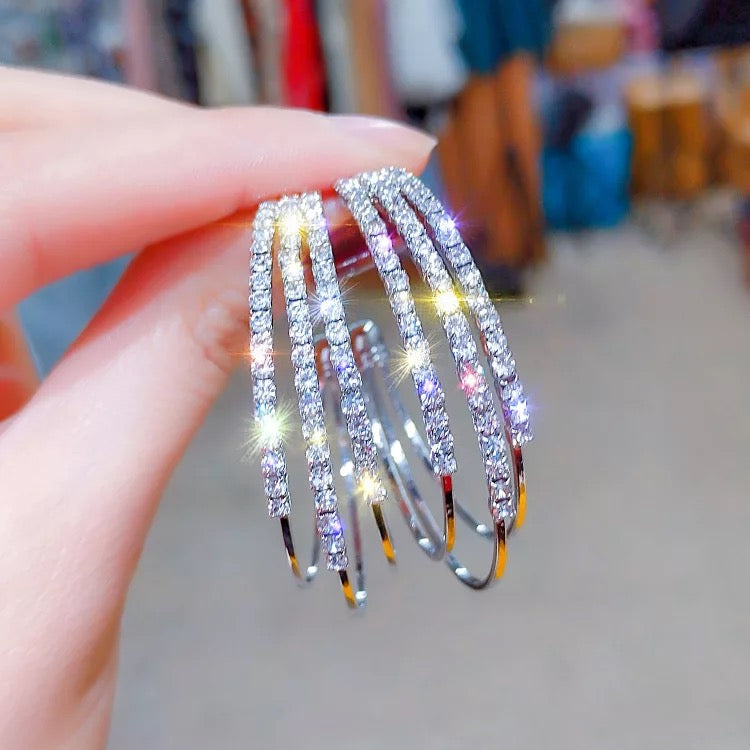 Silver Triple Hoop Earrings