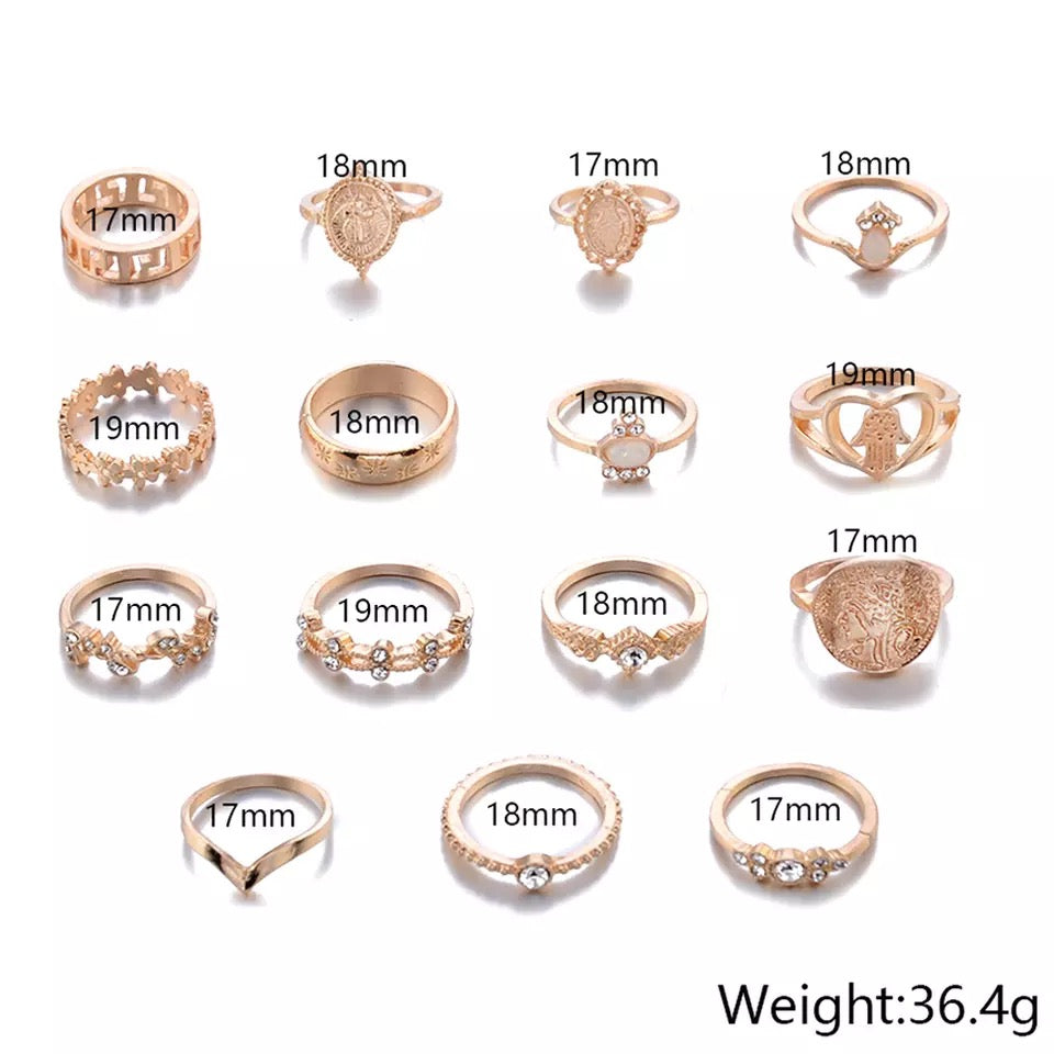 Gold Peace Ring Set