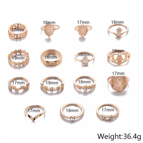 Gold Peace Ring Set