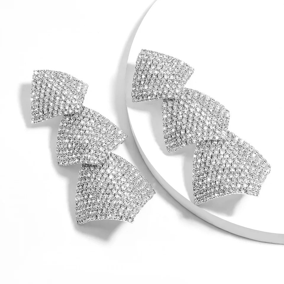 Silver Large Geometric Earrings
