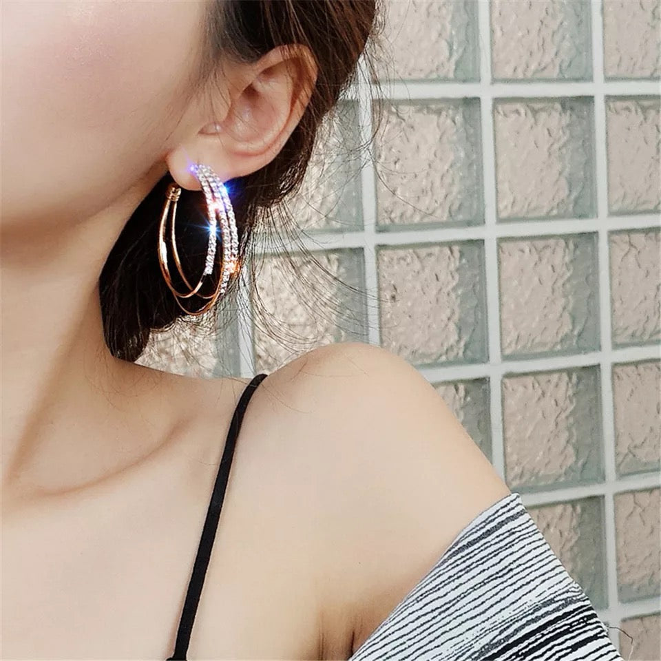 Silver Triple Hoop Earrings