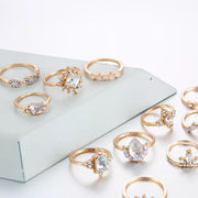 Gold Crystal Ring Set