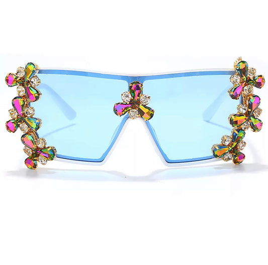 Oversized Diamond Cluster Shades Azure