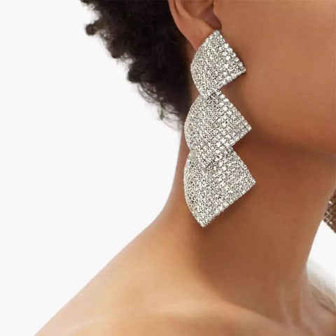 Silver Large Geometric Earrings