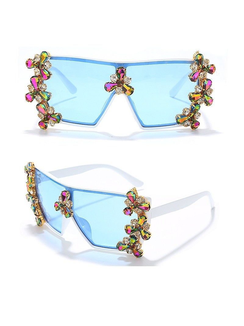 Oversized Diamond Cluster Shades Azure