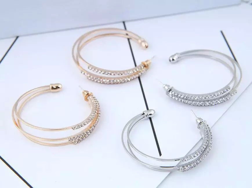Silver Triple Hoop Earrings
