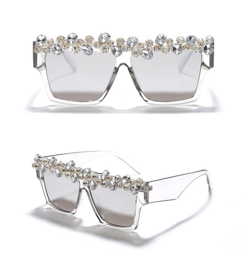 Square Rhinestone Shades Smoke