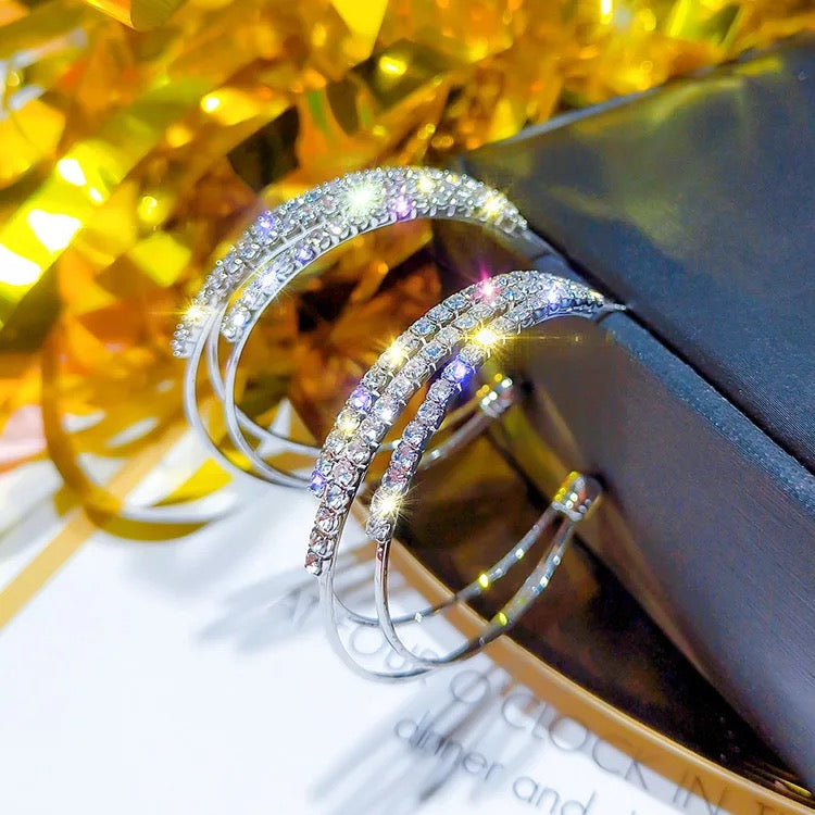 Silver Triple Hoop Earrings