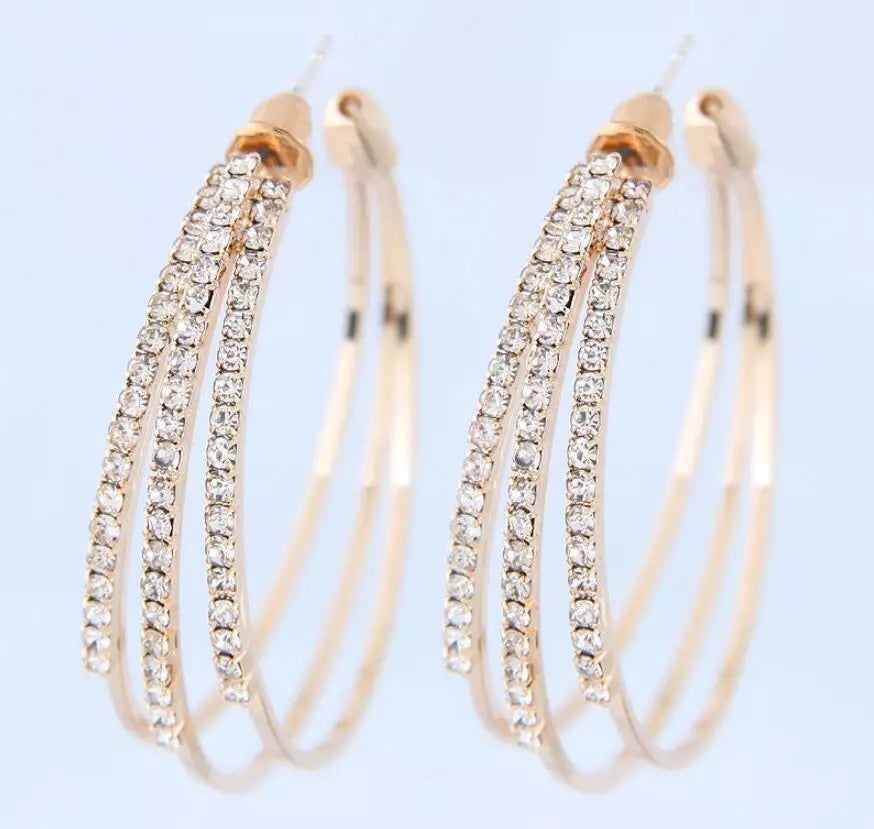 Rose Gold Triple Hoop Earrings