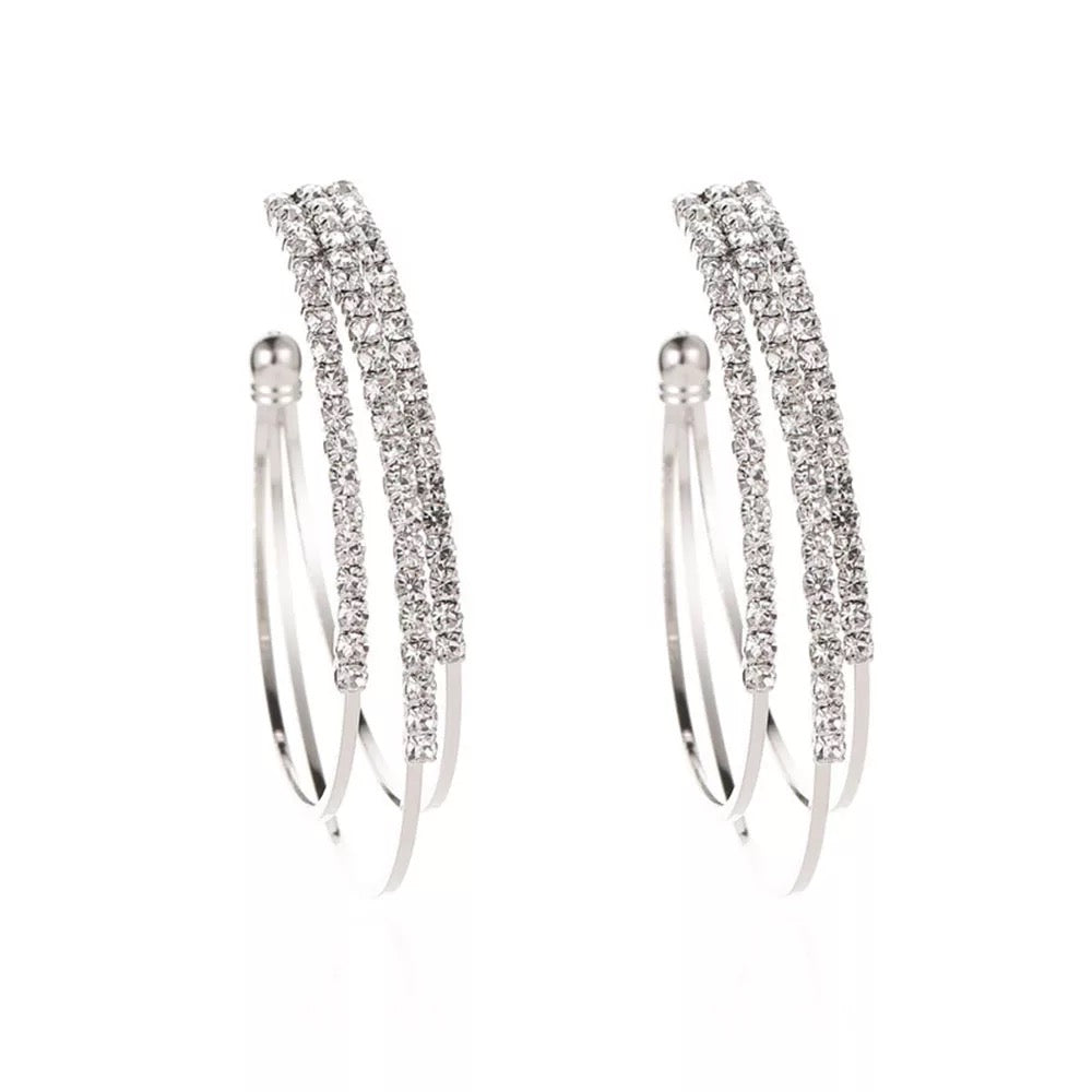 Silver Triple Hoop Earrings