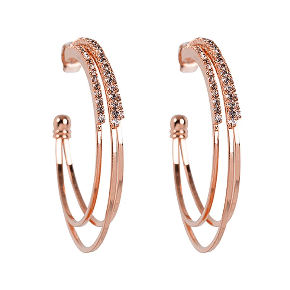 Silver Triple Hoop Earrings