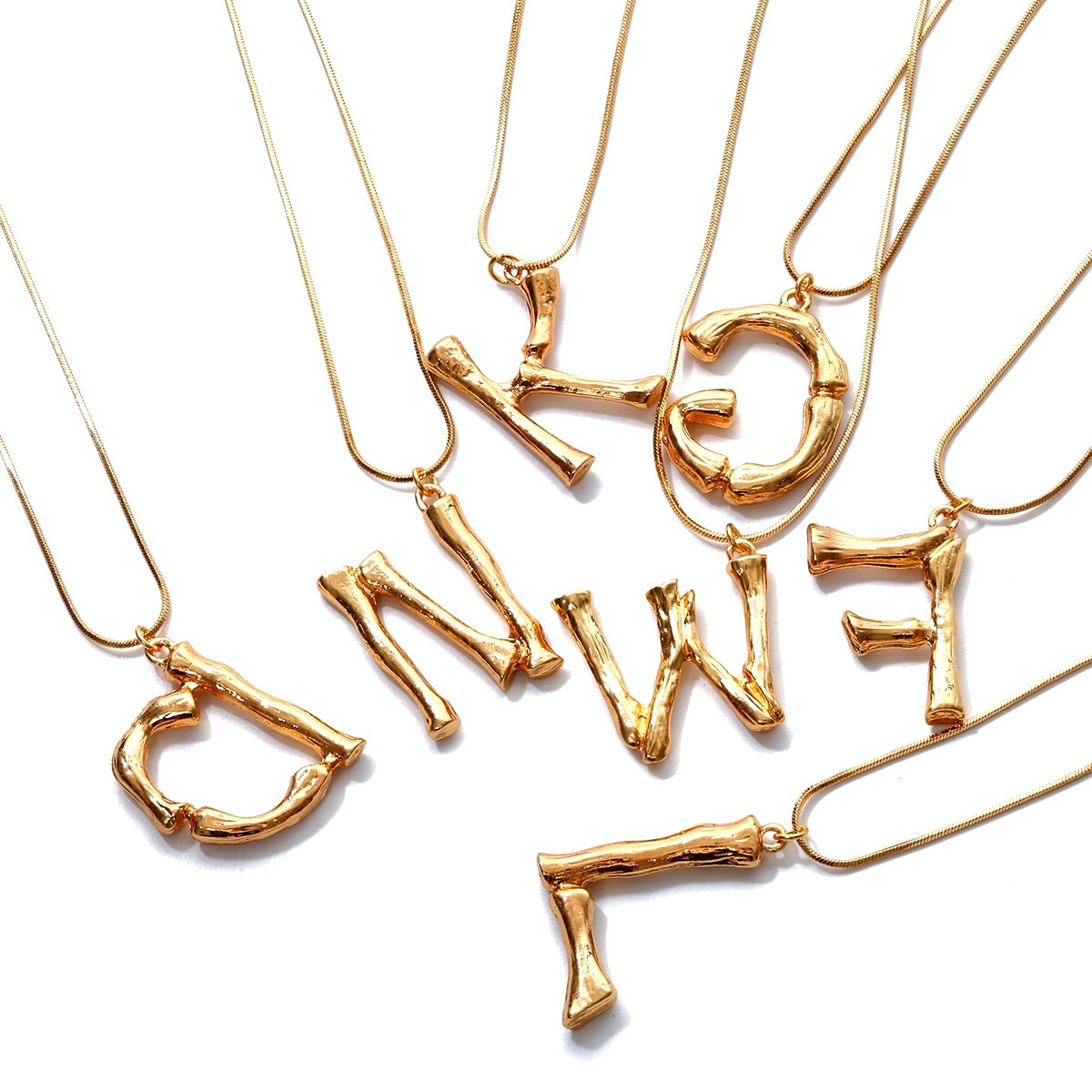 Bamboo F Pendant w/ chain