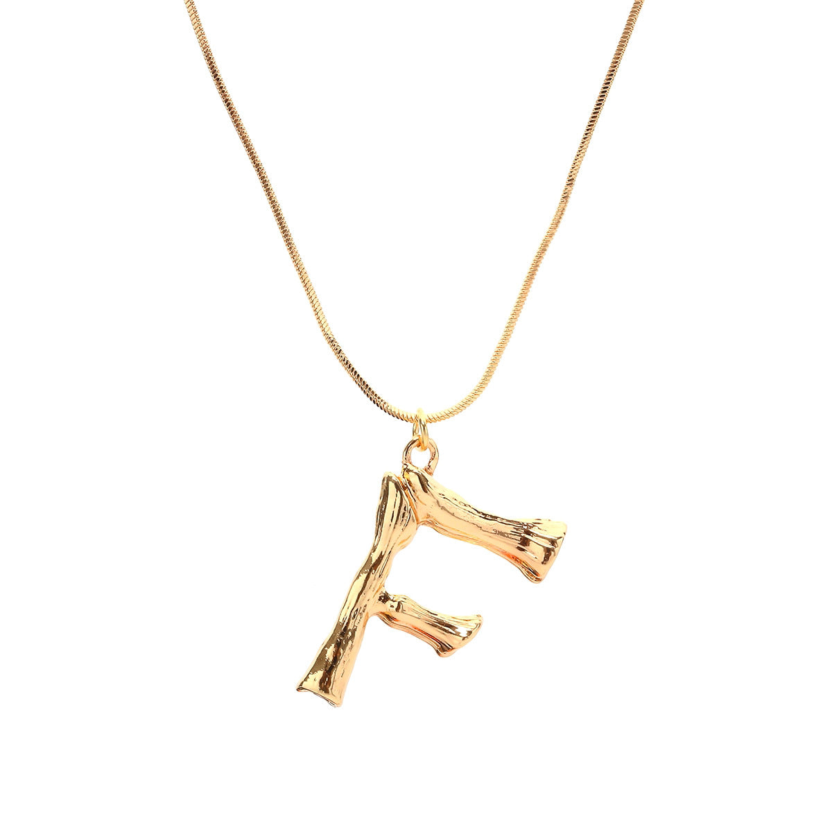 Bamboo F Pendant w/ chain