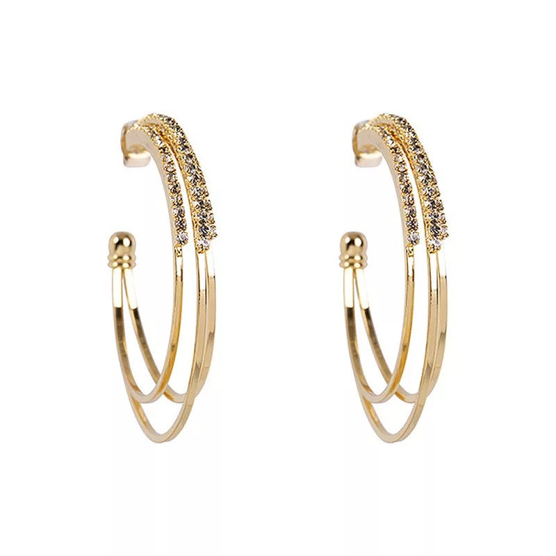 Green Triple Hoop Earrings