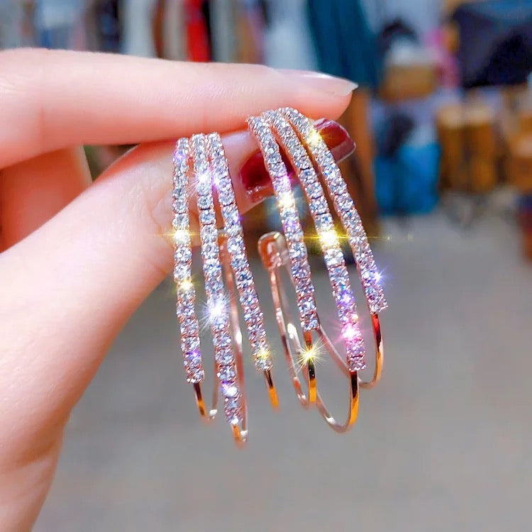 Rose Gold Triple Hoop Earrings