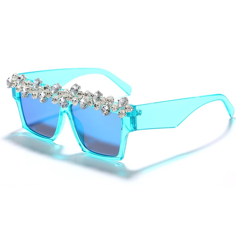 Square Rhinestone Shades Smoke