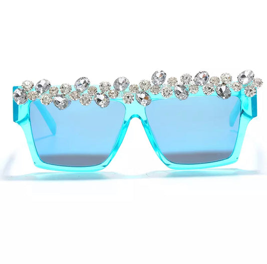 Square Rhinestone Shades Azure