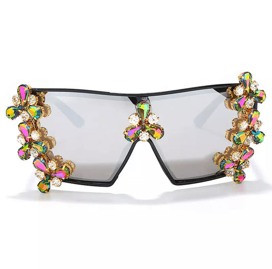 Oversized Diamond Cluster Shades Black