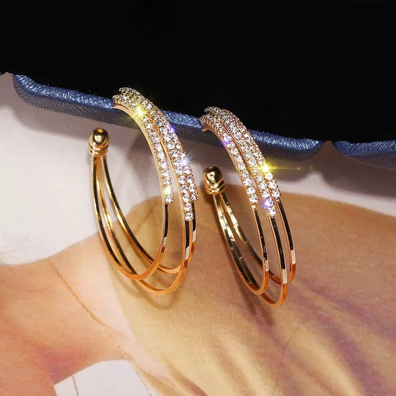 Gold Triple Hoop Earrings