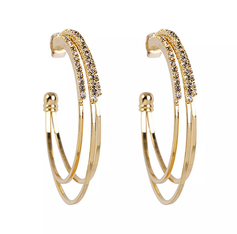 Silver Triple Hoop Earrings