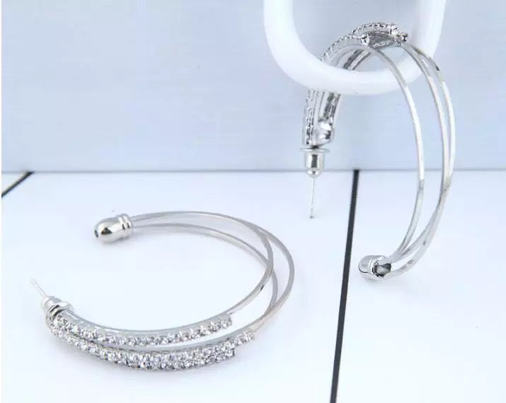 Silver Triple Hoop Earrings