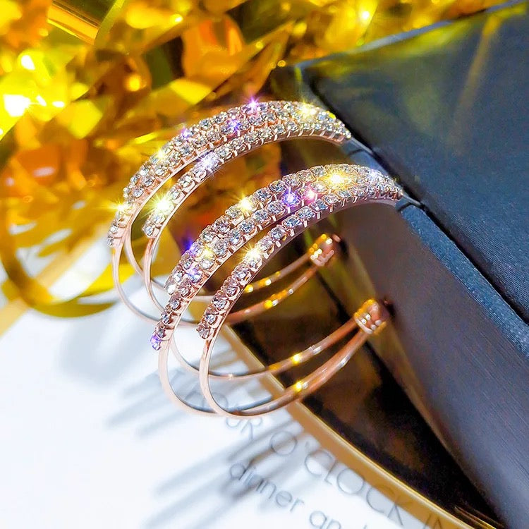 Rose Gold Triple Hoop Earrings