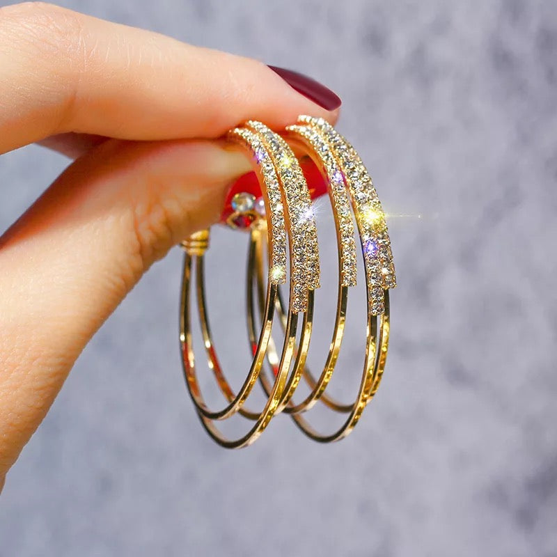 Gold Triple Hoop Earrings