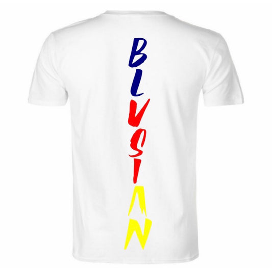 BLUE Blvsian Logo White Tee