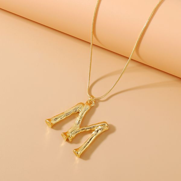 Bamboo M Pendant w/ chain