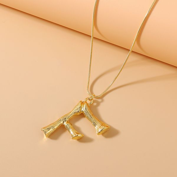 Bamboo F Pendant w/ chain