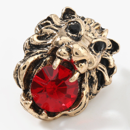 Red Lion Head Stud Earrings