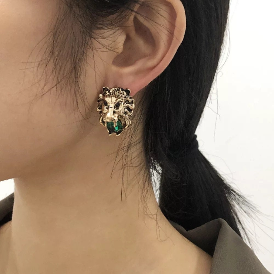 Lion Head Stud Earrings