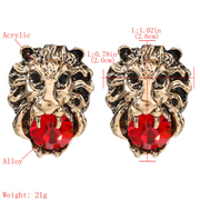 Red Lion Head Stud Earrings