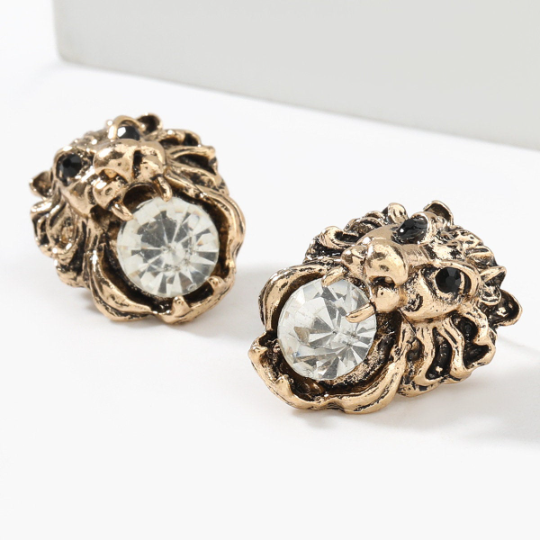 Lion Head Stud Earrings