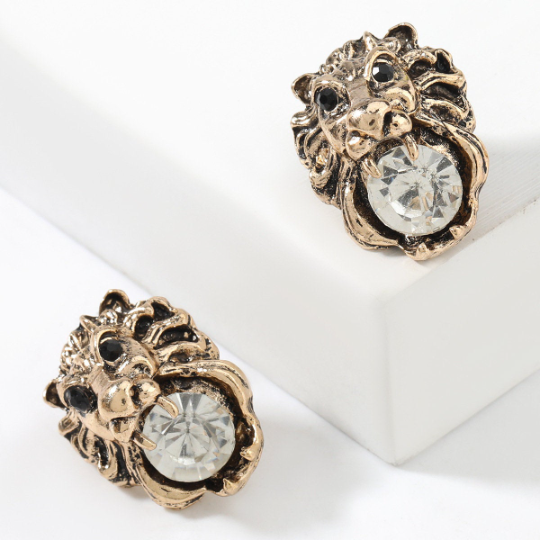 Lion Head Stud Earrings
