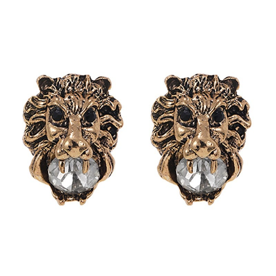 Lion Head Stud Earrings