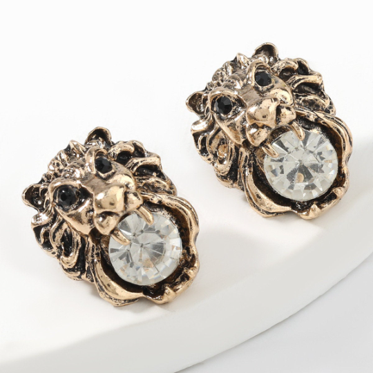 Lion Head Stud Earrings